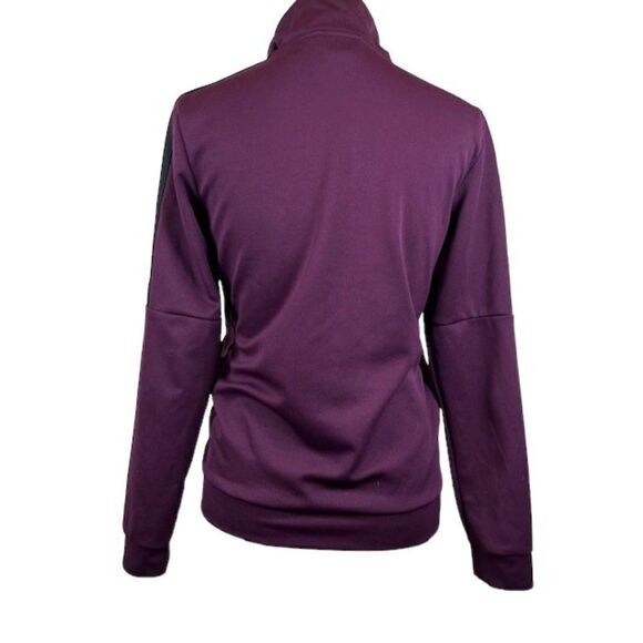 Adidas Tiro Women's Track Jacket 3 Stripe Wine Color Size Small Zipper Front - Picture 3 of 6